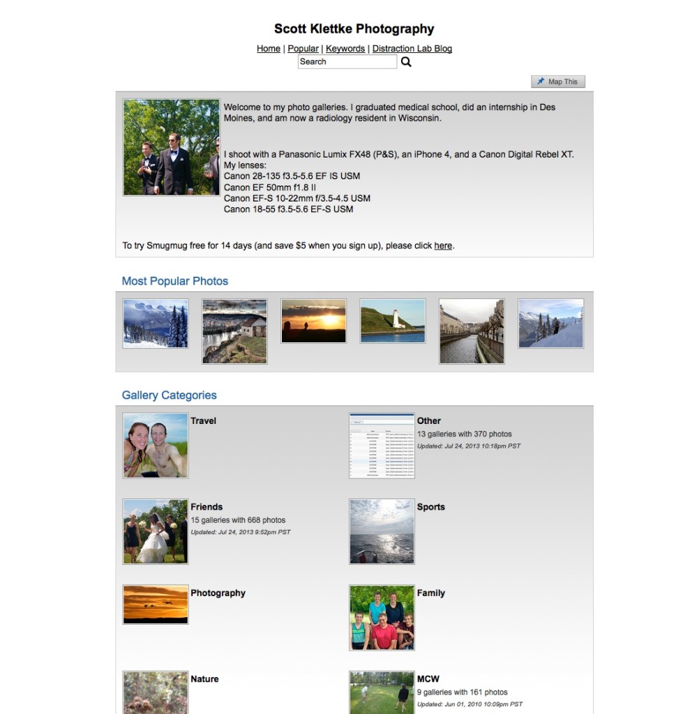 Old SmugMug Main Page